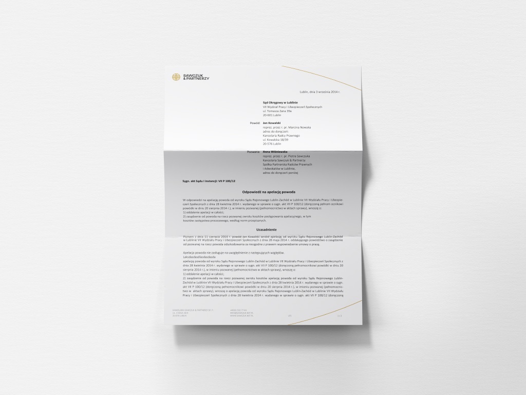 Sawczuk & Partnerzy — papier firmowy po redesignie