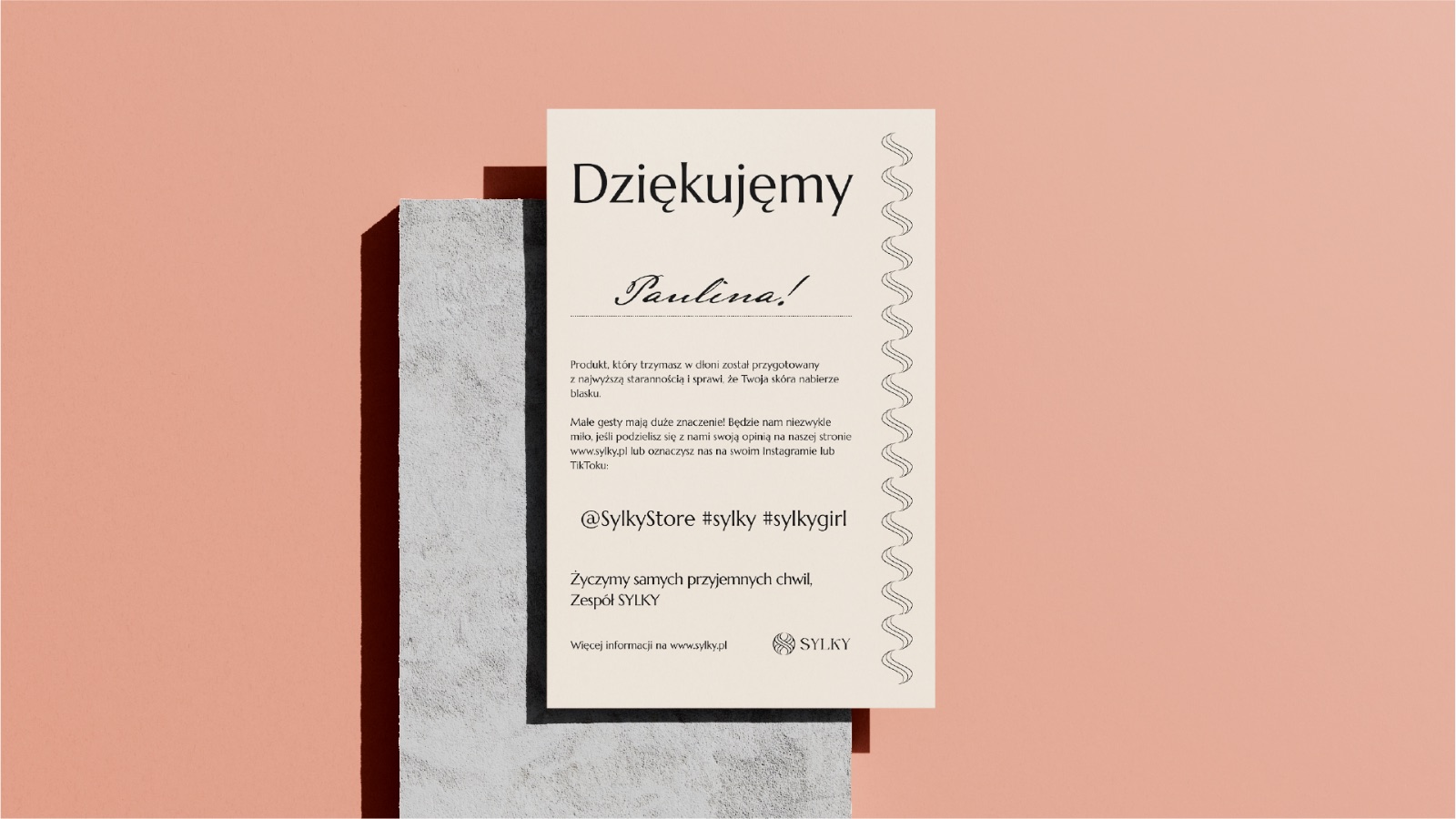Sylky — karta z podziękowaniem